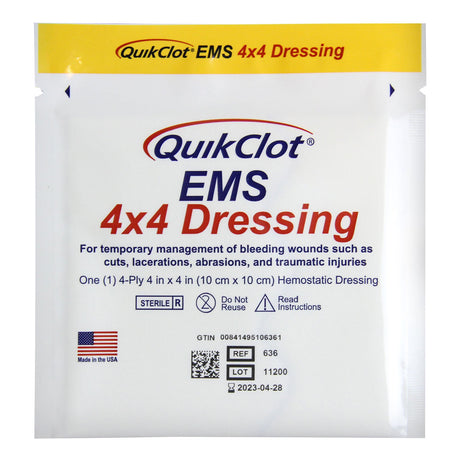 Hemostatic Dressing Quickclot® EMS Sterile Kaolin X-Ray Detectable - BeHope