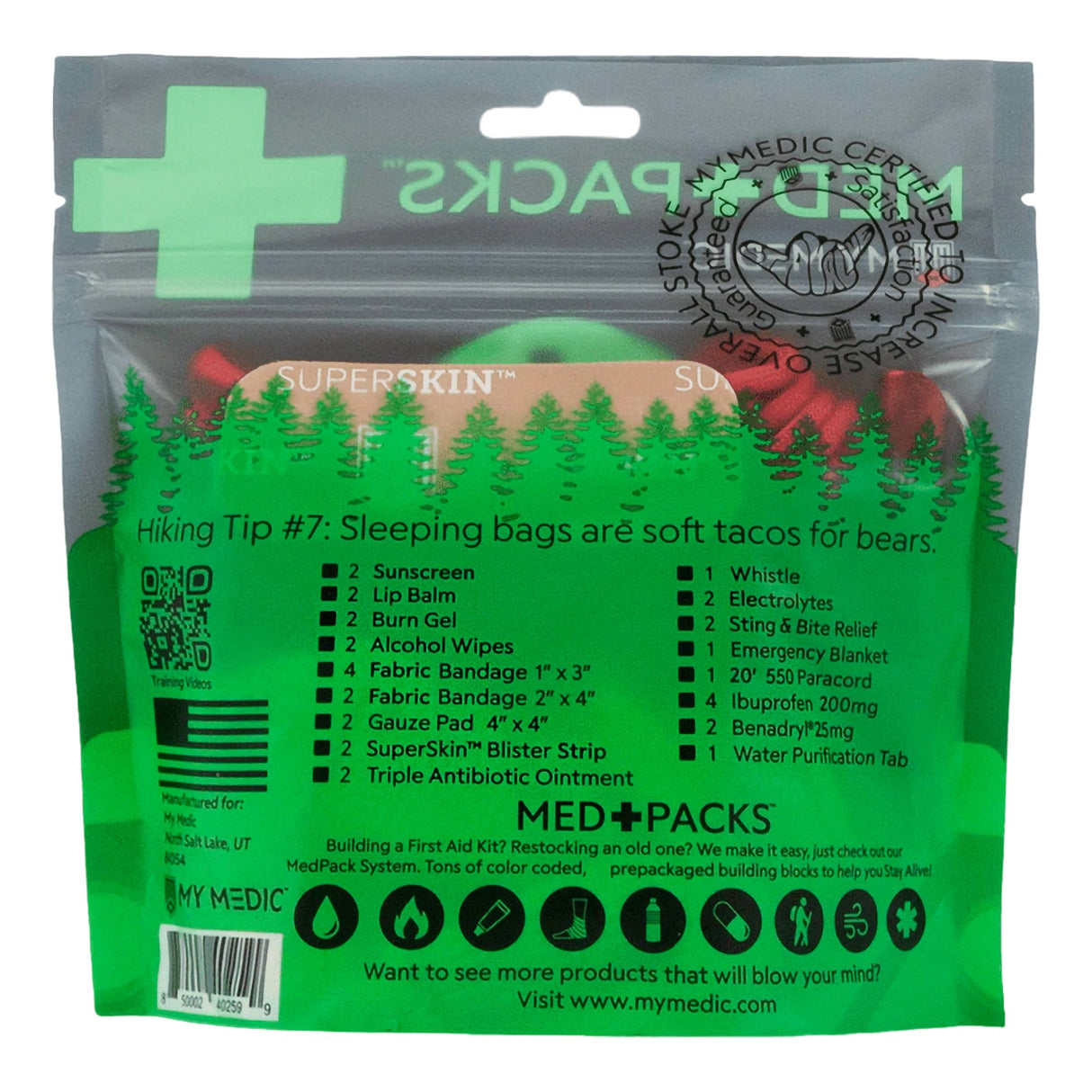 First Aid Kit My Medic™ MED PACKS Hiker Medic Plastic Pouch - BeHope