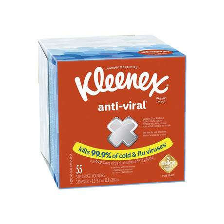 Facial Tissue Kleenex® Anti-Viral White 8-1/5 X 8-1/5 Inch 55 Count - BeHope