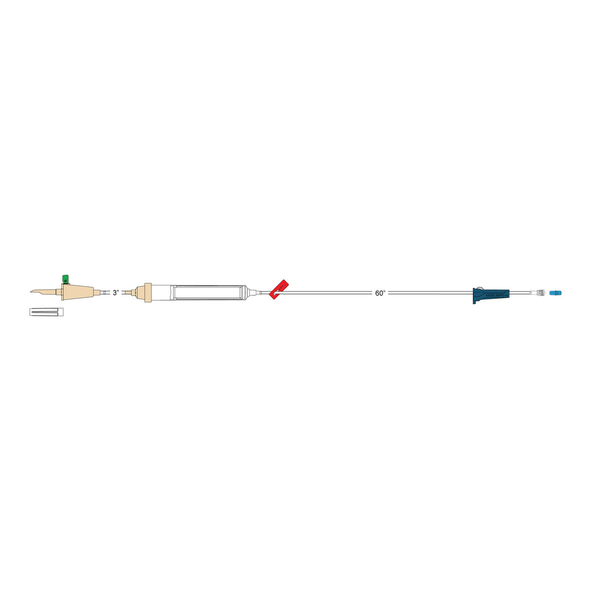Primary IV Administration Set Codan Gravity Without Ports 20 Drops / mL Drip Rate 200 Micron Filter 68 Inch Tubing Blood - BeHope
