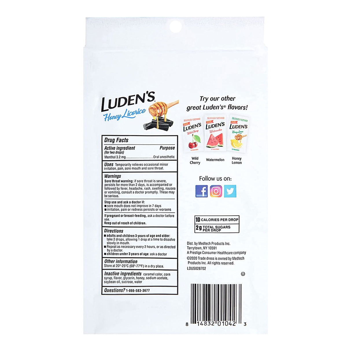 Sore Throat Relief Luden's® 3.2 mg Strength Lozenge 30 per Bag - BeHope