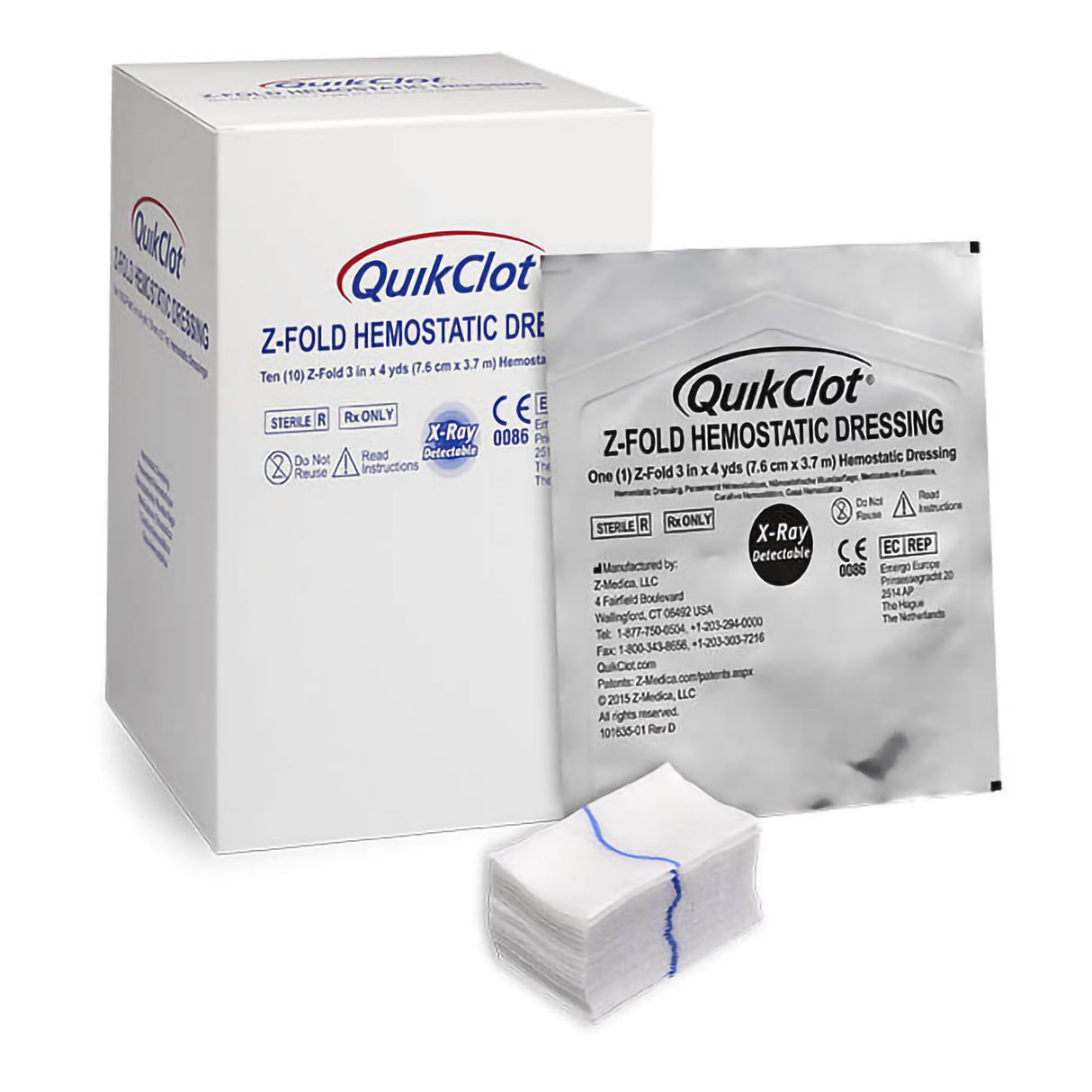Hemostatic Dressing QuikClotÂ® Z-Fold 3 Inch X 4 Yard 1 per Pack Sterile - BeHope