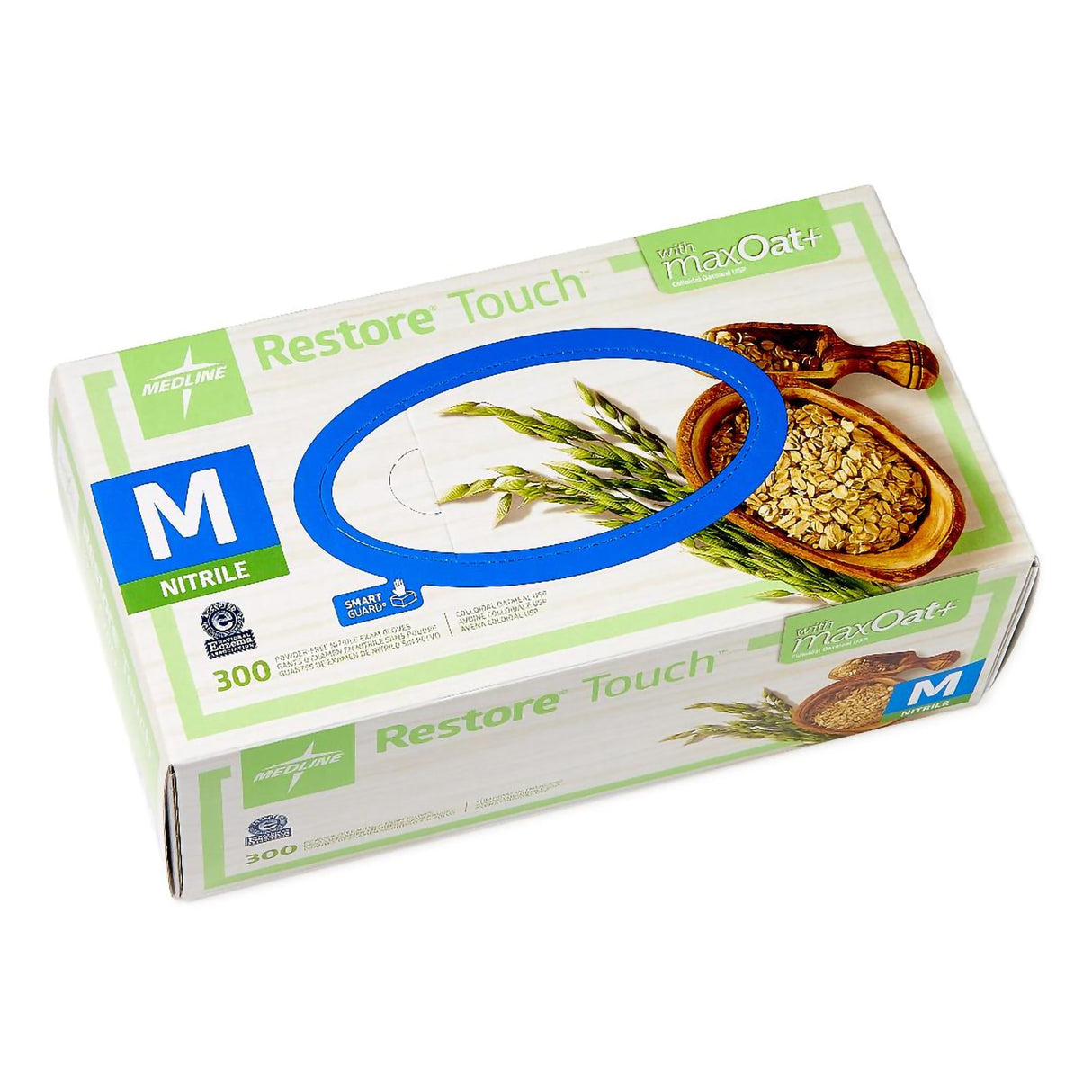 Exam Glove Restore® Touch Medium NonSterile Nitrile Standard Cuff Length Textured Fingertips Green Chemo Tested - BeHope