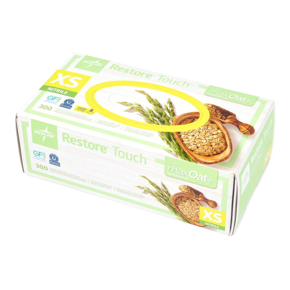 Exam Glove Restore® Touch X-Small NonSterile Nitrile Standard Cuff Length Textured Fingertips Green Chemo Tested - BeHope