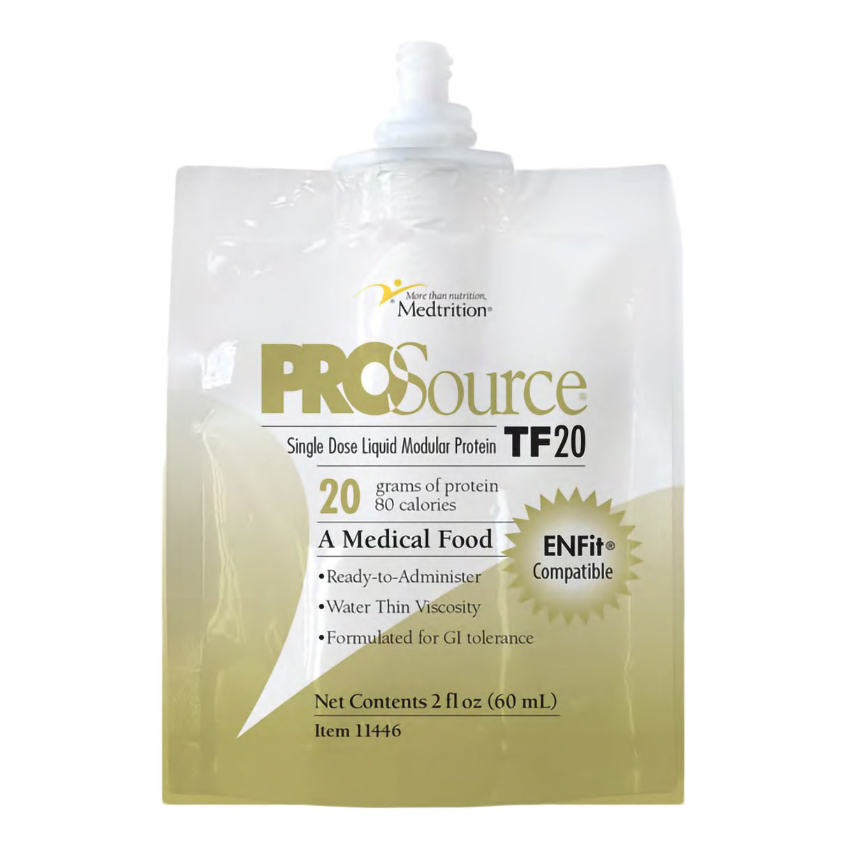 Tube Feeding Formula ProSource® TF20 Unflavored Liquid 60 mL Pouch - BeHope