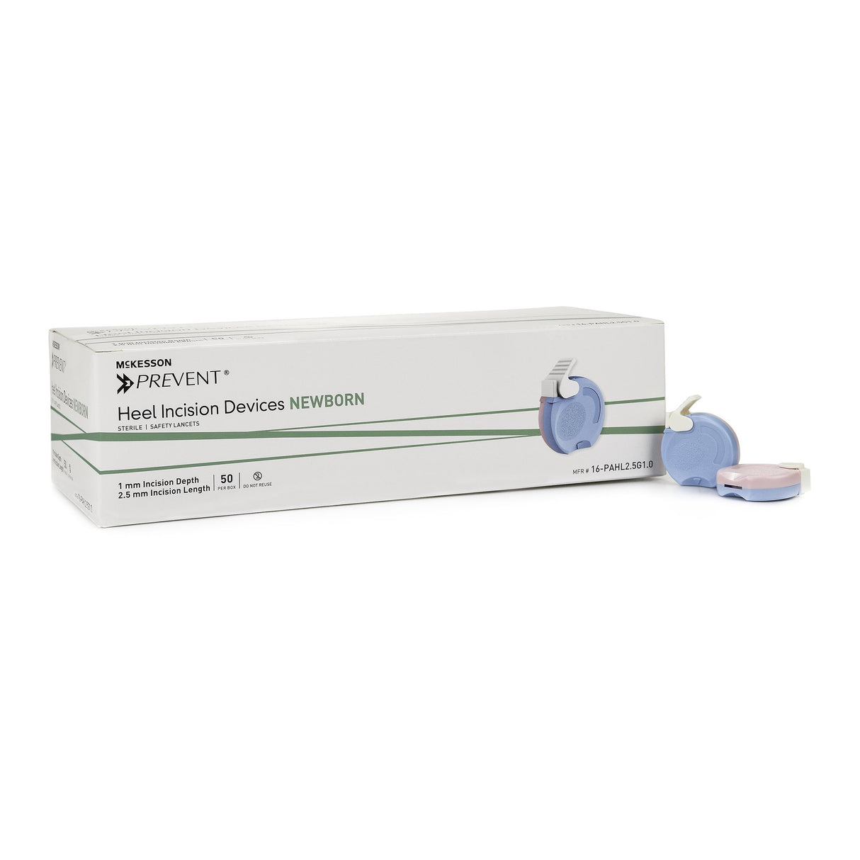 Pediatric Lancet McKesson Prevent® 2.5 mm Blade Retractable Push Button Activation Heel - BeHope