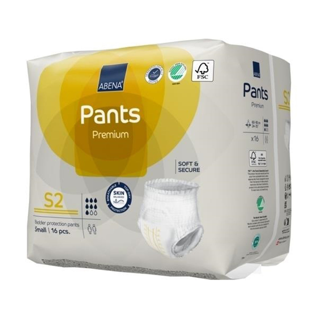 Absorbent Underwear Abena® Premium Pants S2 Pull On with Tear Away Seams Adult Small Unisex Disposable Heavy Absorbency - BeHope