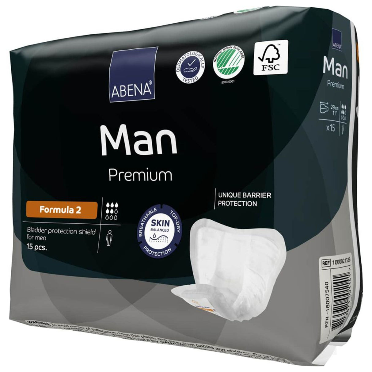 Bladder Control Pad Abena® Premium Man 9 X 11.4 Inch Moderate Absorbency Fluff / Polymer Core Size 2 - BeHope