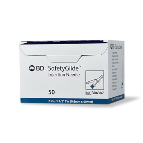 Safety Hypodermic Needle SafetyGlide™ 1-1/2 Inch Length 23 Gauge Thin Wall Sliding Safety Needle - BeHope