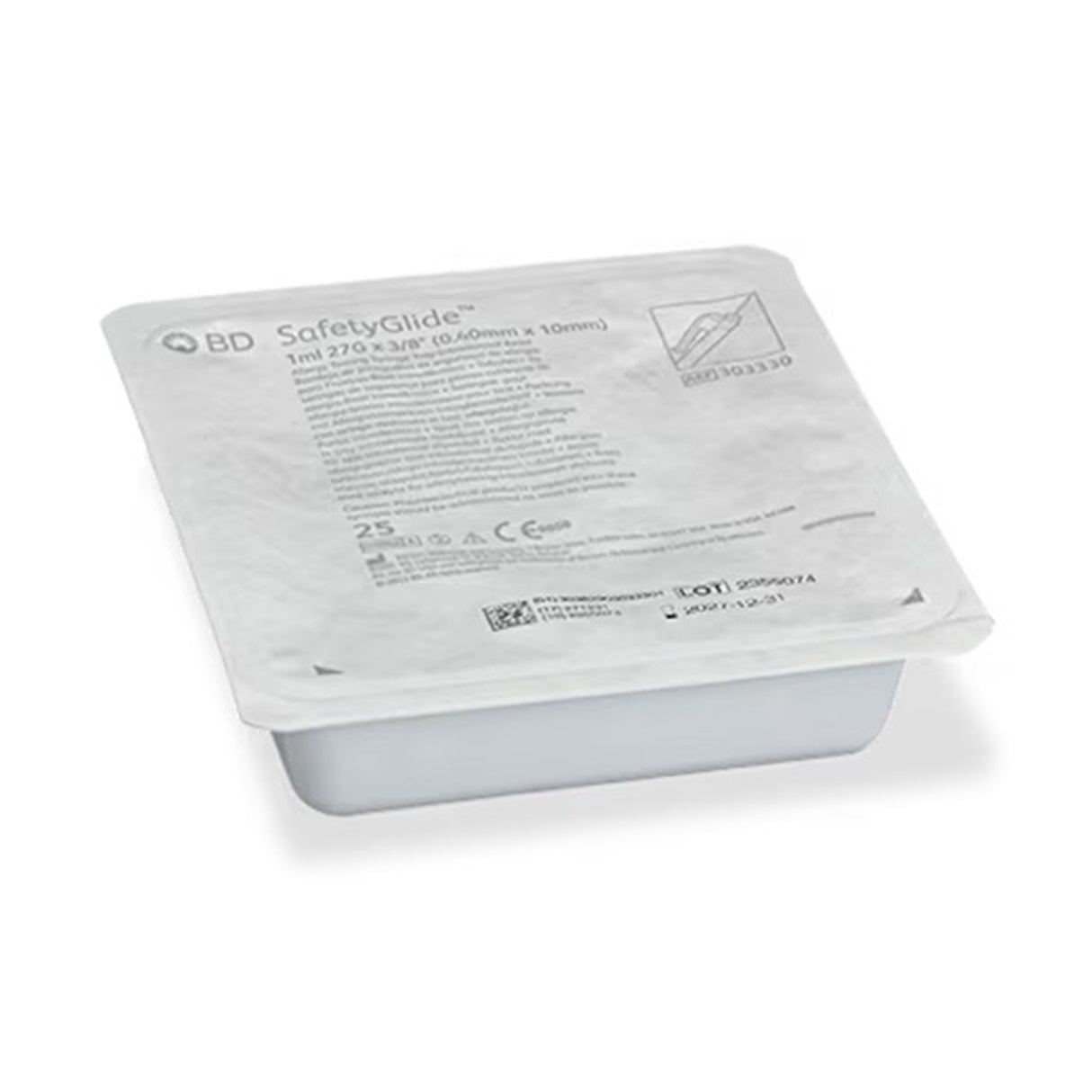 Safety Insulin Syringe with Needle SafetyGlide™ 1 mL 3/8 Inch 27 Gauge Sliding Safety Needle Regular Wall - BeHope