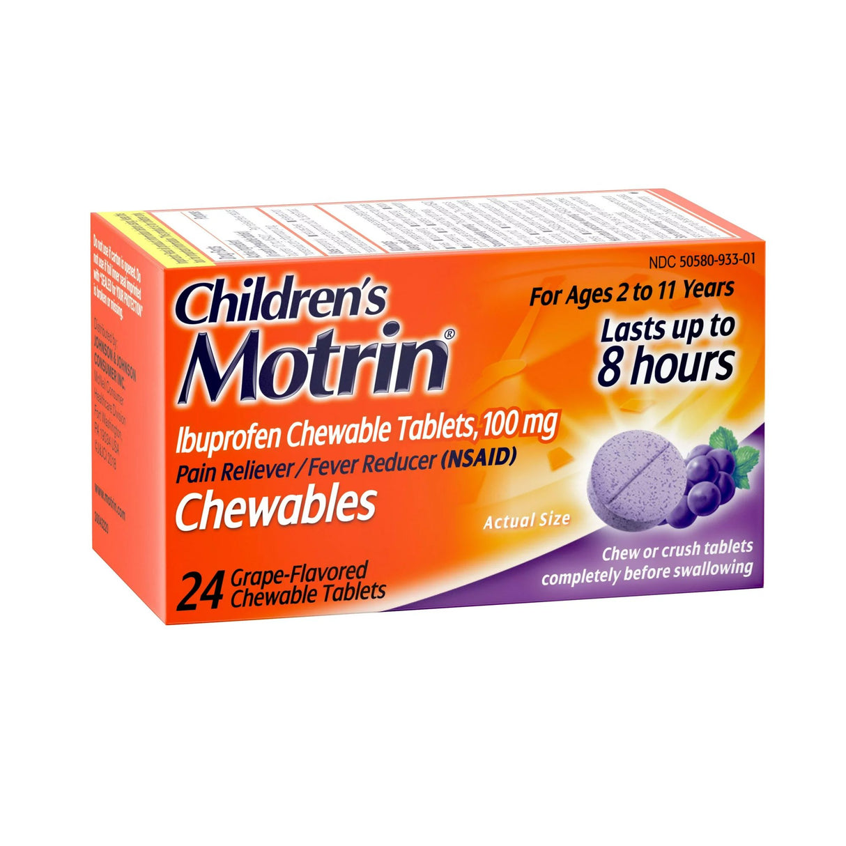 Children's Pain Relief Motrin® 100 mg Strength Ibuprofen Chewable Tablet 24 Per Bottle - BeHope