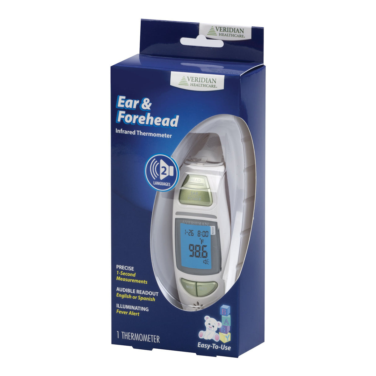 Non-contact Skin Surface Thermometer Veridian with 3-Color Fever Light - BeHope