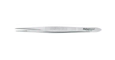 Tweezers Fisherbrand™ 4-1/2 Inch Length Floor / Office Grade Stainless Steel NonSterile NonLocking Thumb Handle Straight Fine, Serrated Tips - BeHope