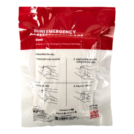 Trauma Pressure Dressing with Wrap My Medic™ 4 X 36 Inch Hook and Loop Closure White Sterile Standard Compression - BeHope