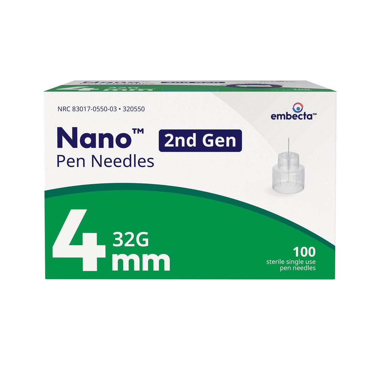 Standard Insulin Pen Needle Nano™ 2nd Gen 32 Gauge 4 mm Length - BeHope