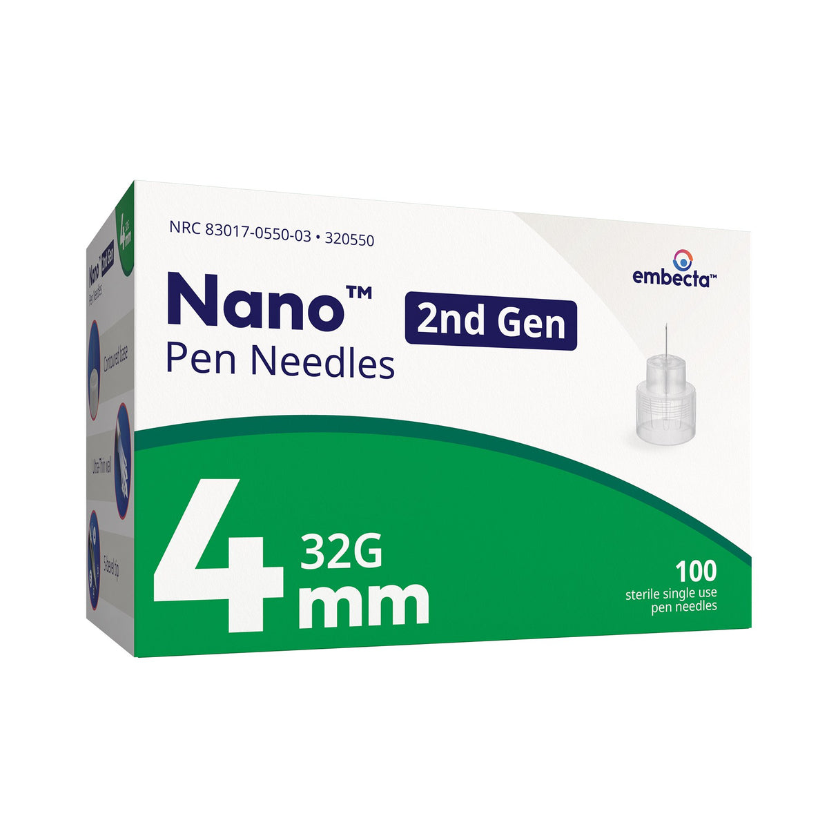 Standard Insulin Pen Needle Nano™ 2nd Gen 32 Gauge 4 mm Length - BeHope