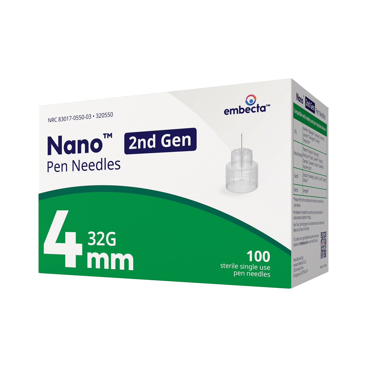 Standard Insulin Pen Needle Nano™ 2nd Gen 32 Gauge 4 mm Length - BeHope