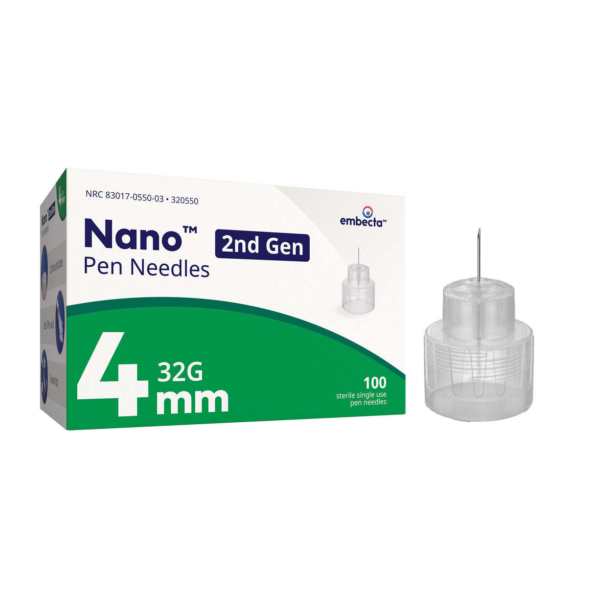 Standard Insulin Pen Needle Nano™ 2nd Gen 32 Gauge 4 mm Length - BeHope
