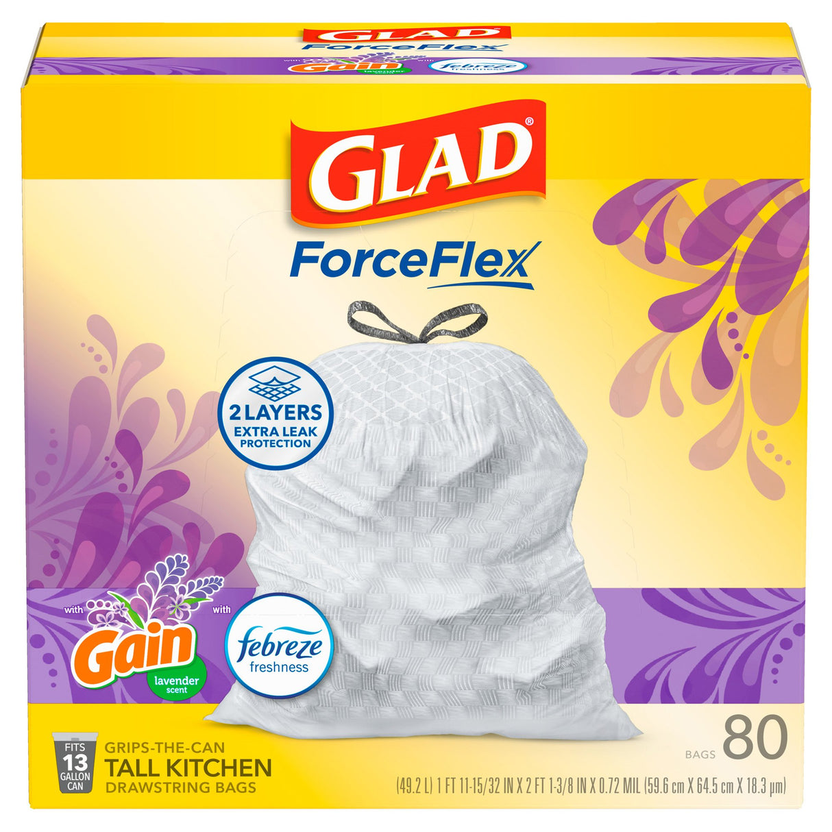 Trash Bag Glad® 13 gal. 0.72 mil 12 X 24 Inch White Tall Kitchen Dispenser Box - BeHope