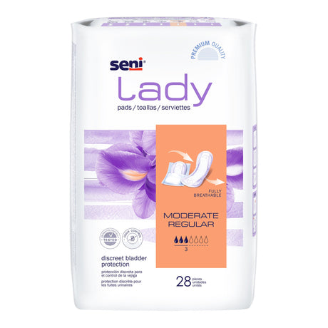 Bladder Control Pad Seni® Lady Moderate 10 Inch Length Moderate Absorbency Super Absorbent Core One Size Fits Most - BeHope
