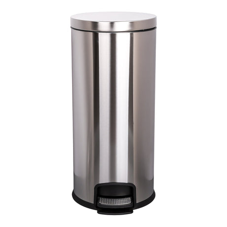 Trash Can McKesson 32 Quart / 8 gal. Silver Metal Round - BeHope