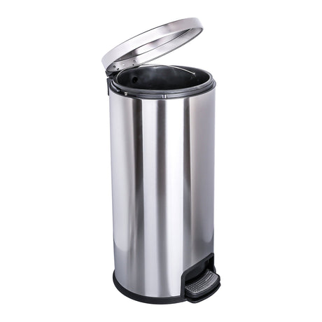 Trash Can McKesson 32 Quart / 8 gal. Silver Metal Round - BeHope