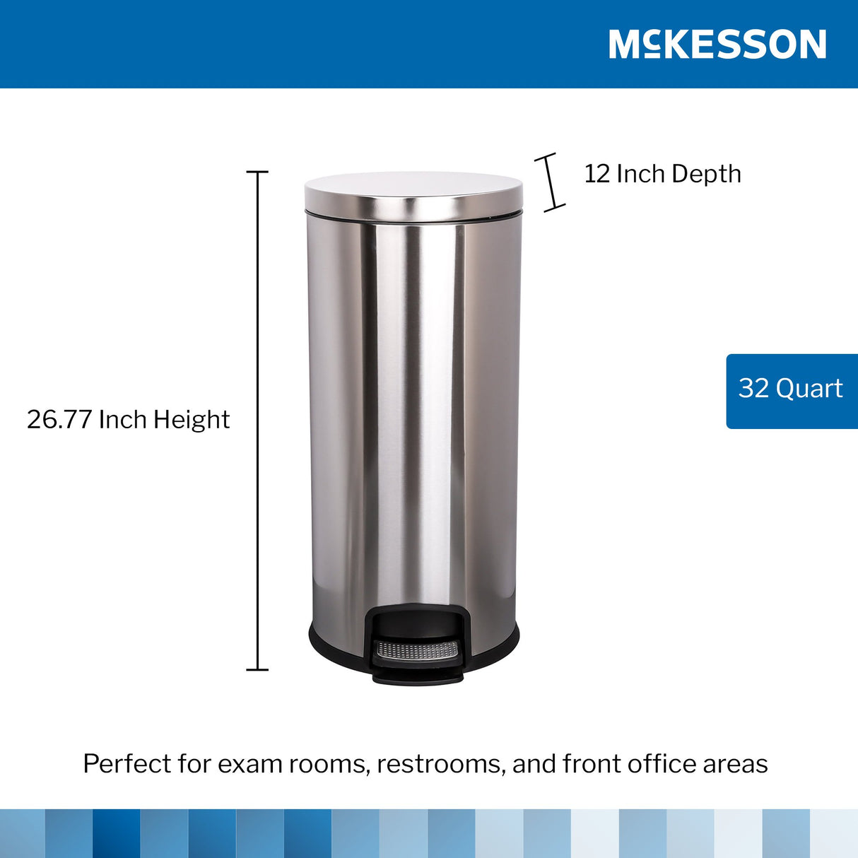 Trash Can McKesson 32 Quart / 8 gal. Silver Metal Round - BeHope
