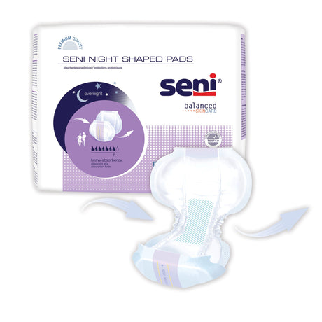 Incontinence Liner Seni® Shaped Night Pads 27 Inch Length Heavy Absorbency Super Absorbent Core One Size Fits Most - BeHope