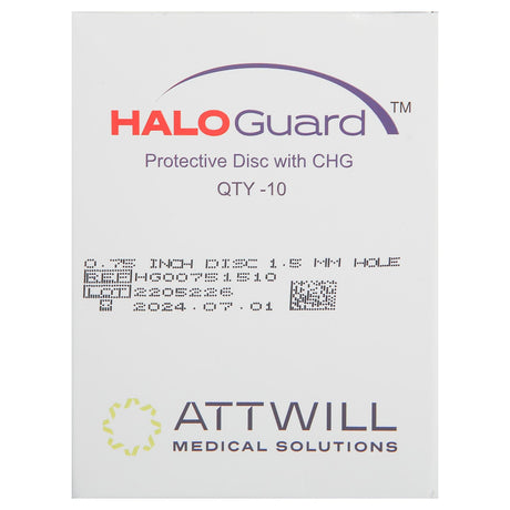 Antimicrobial Protective Disc HaloGUARD™ CHG (Chlorhexidine Glutonate) 3/4 Inch Disc / 1.5 mm Hole Diameter Sterile - BeHope