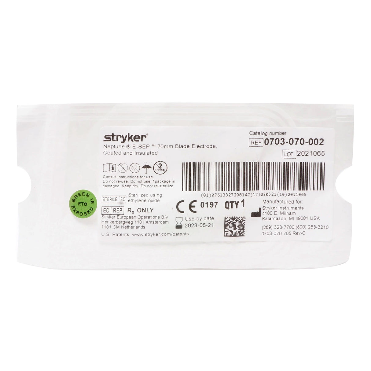 Blade Electrode Neptune® E-SEP™ Coated Stainless Steel Sterile Straight Blade Tip Disposable - BeHope