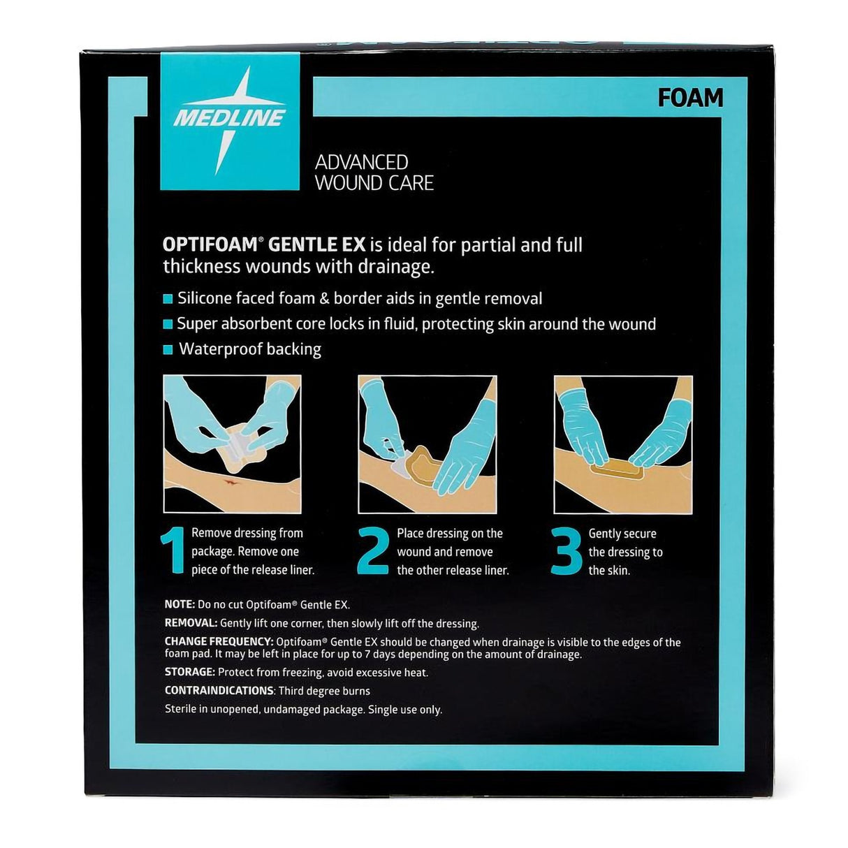 Foam Dressing Optifoam® Gentle Ex With Border Waterproof Backing Silicone Face And Border Square Sterile
