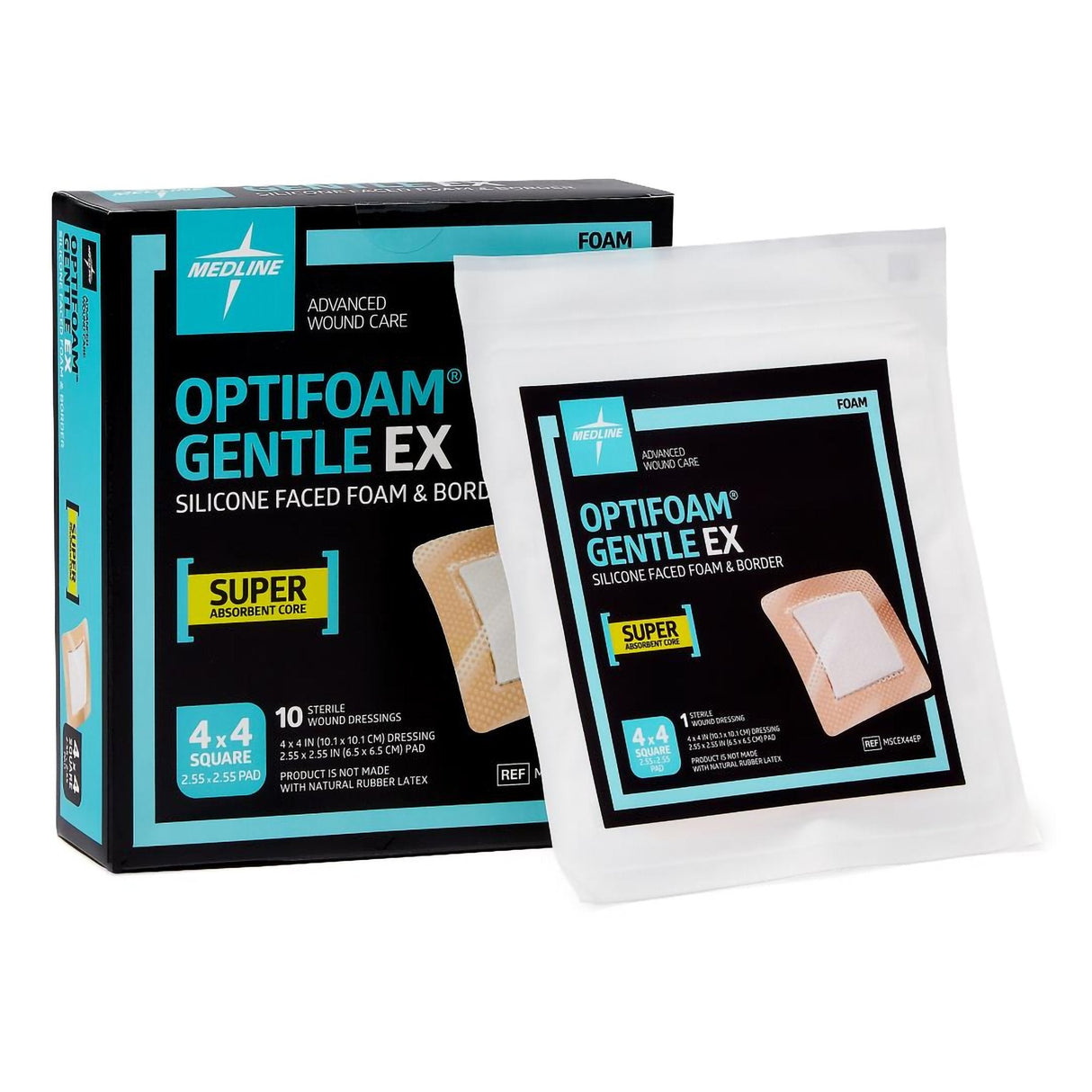 Foam Dressing Optifoam® Gentle Ex With Border Waterproof Backing Silicone Face And Border Square Sterile