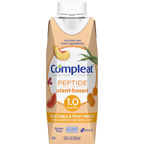 Tube Feeding Formula Compleat® Peptide 1.0 Vegetable / Fruit Medley Flavor Liquid 250 mL Reclosable Carton - BeHope