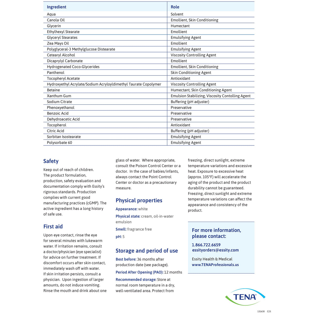 Hand and Body Moisturizer TENA® Proskin™ 5.1 oz. Tube Unscented Cream CHG Compatible - BeHope