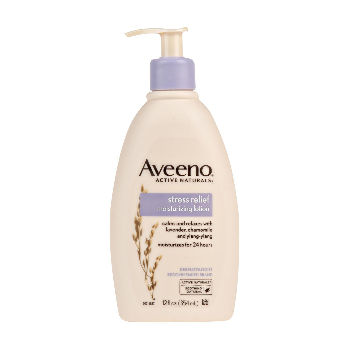 Hand and Body Moisturizer Aveeno® Stress Relief 12 oz. Pump Bottle Lavender Scent Lotion - BeHope