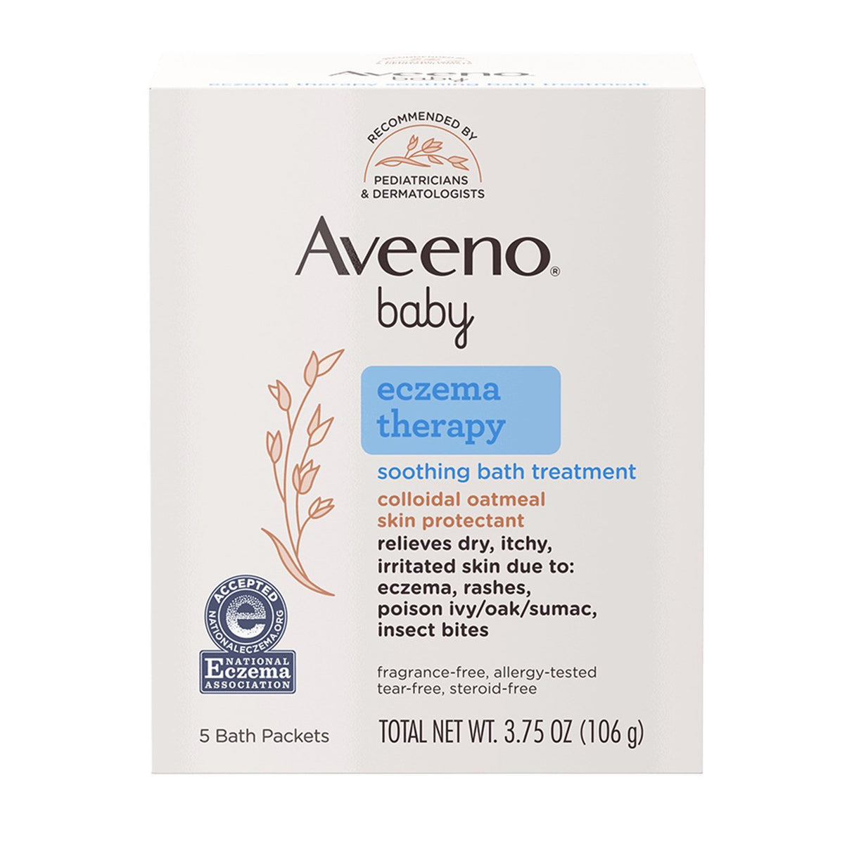 Bath Additive Aveeno® Baby Eczema Therapy 3.75 oz. Individual Packet Unscented Powder - BeHope
