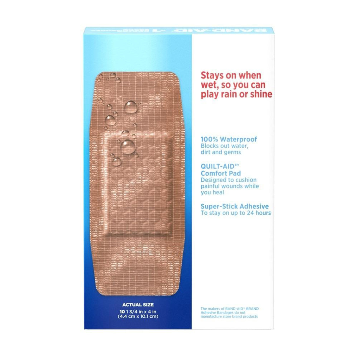 Waterproof Adhesive Strip Band-AidÂ® Water BlockÂ® Tough Stripsâ„¢ XL Plastic Tan 1-3/4 X 4 Inch Sterile - BeHope