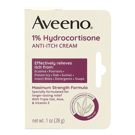 Itch Relief Aveeno® Active Naturals® 1% Strength Cream 1 oz. Tube - BeHope