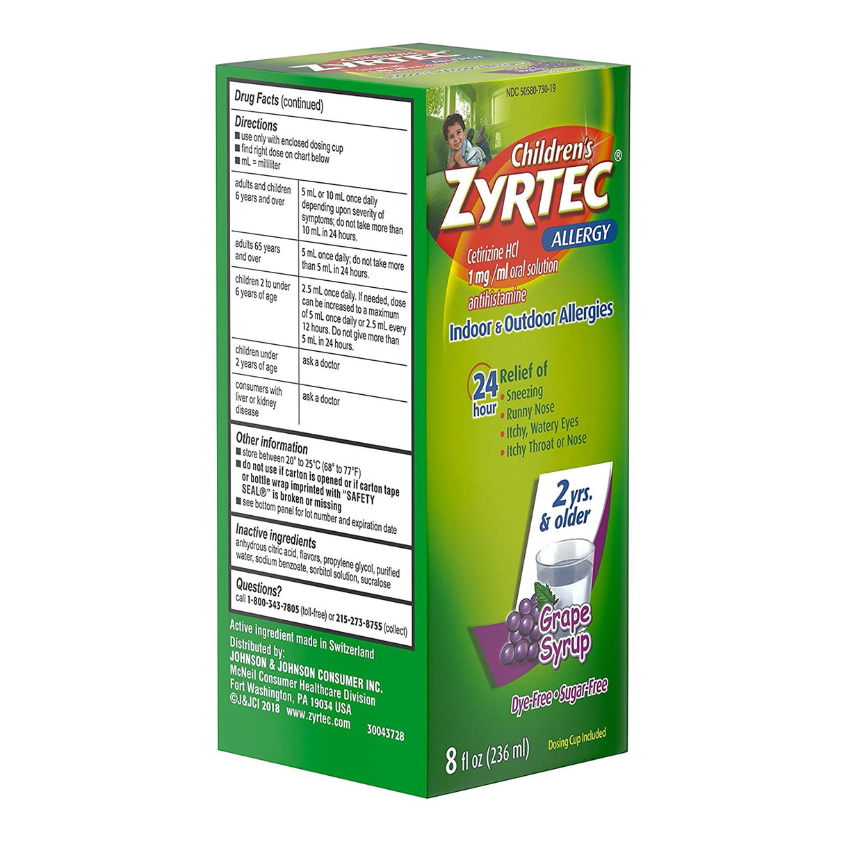 Children's Allergy Relief Zyrtec® 1 mg / 1 mL Strength Solution 4 oz. - BeHope