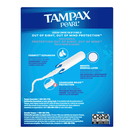 Tampon Tampax® Pearl Super Absorbency Plastic Applicator Individually Wrapped - BeHope