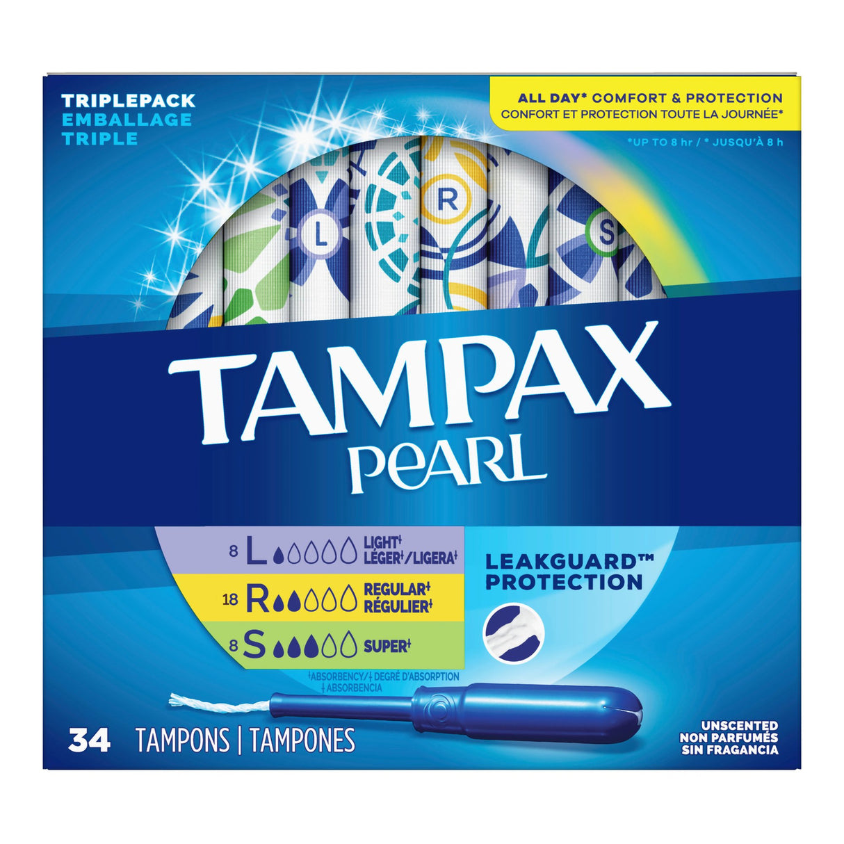 Tampon Tampax® Pearl Light / Regular / Super Absorbency Plastic Applicator Individually Wrapped - BeHope