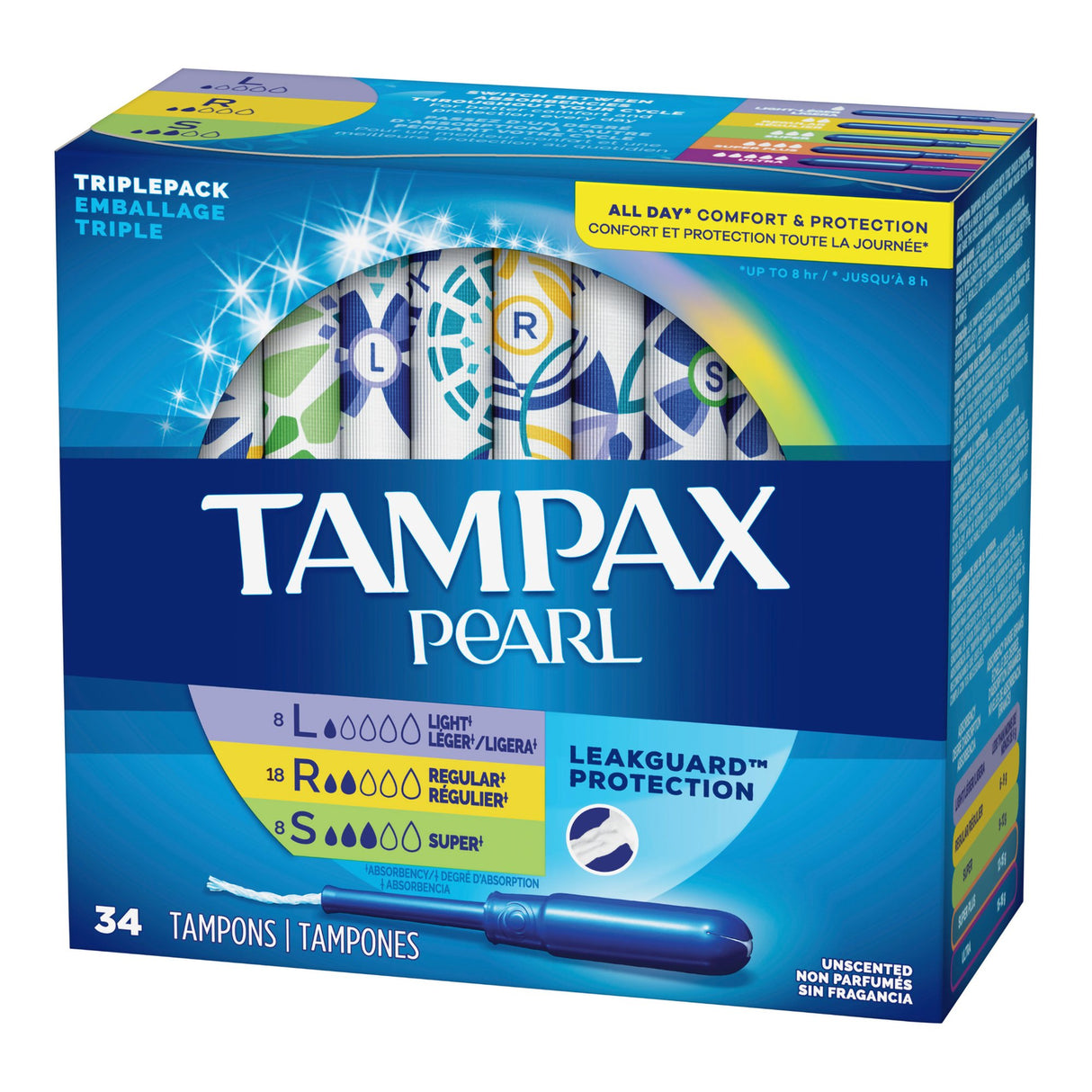 Tampon Tampax® Pearl Light / Regular / Super Absorbency Plastic Applicator Individually Wrapped - BeHope