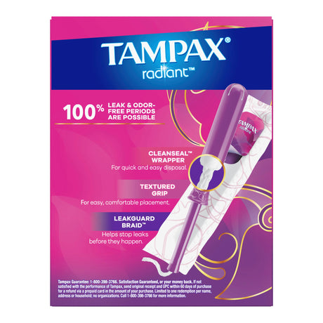 Tampon Tampax® Radiant Regular Absorbency Plastic Applicator Individually Wrapped - BeHope