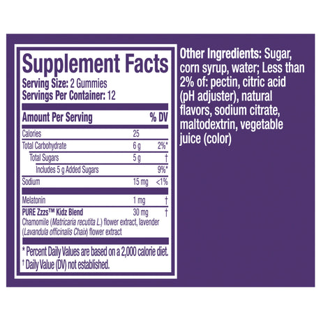 Children's Sleep Aid Vicks® Pure ZZZ's 24 per Bottle Gummy - BeHope