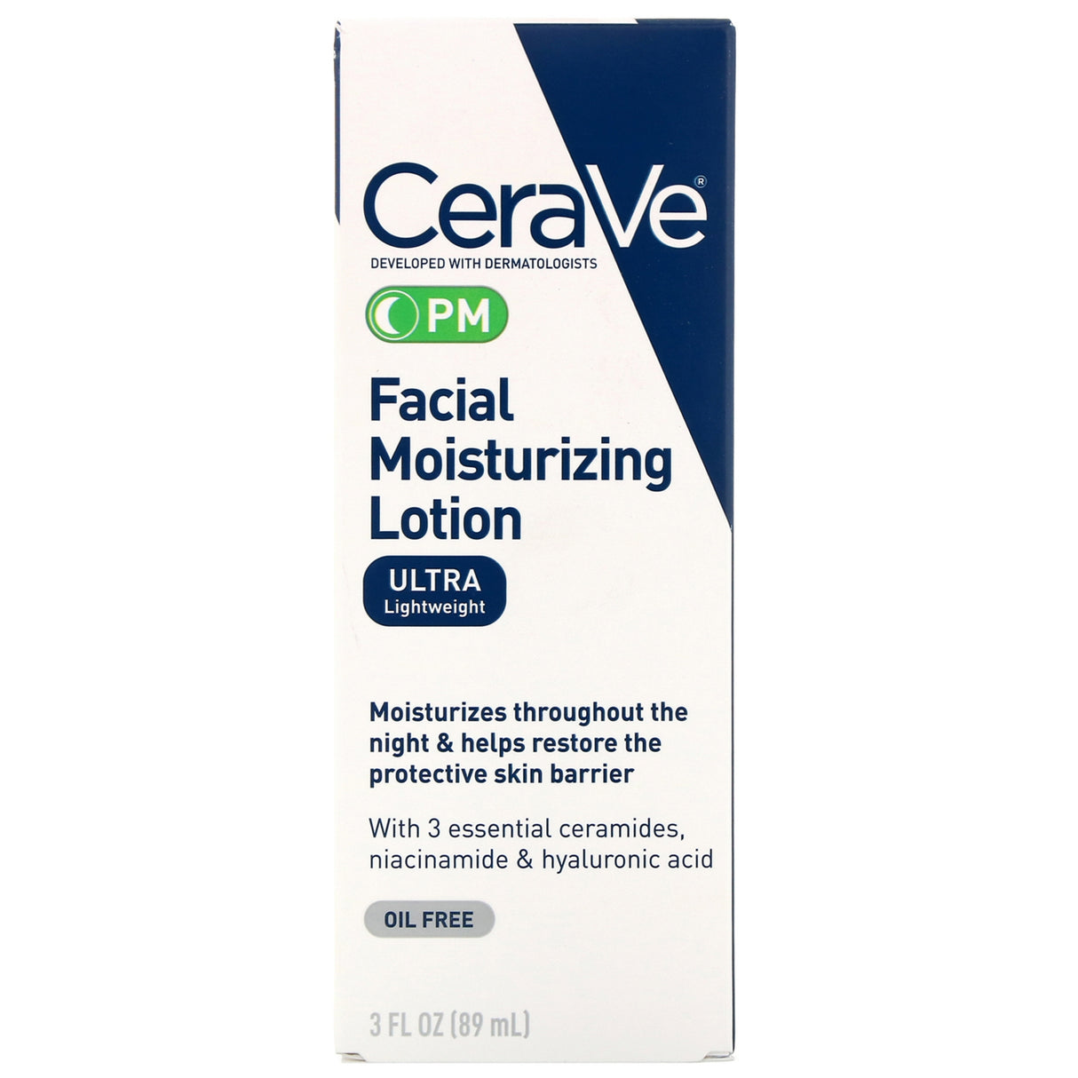 Facial Moisturizer CeraVe® PM 3 oz. Pump Bottle Unscented Lotion - BeHope