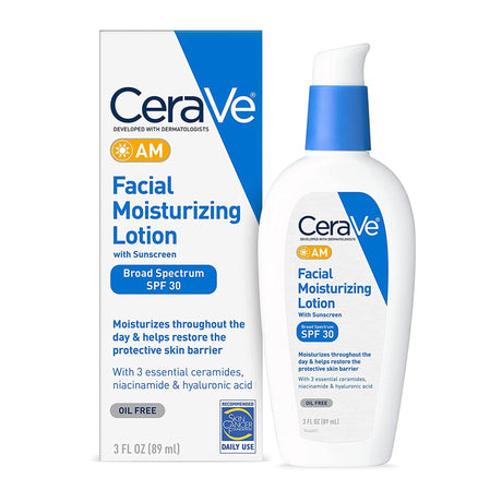 Facial Moisturizer with Sunscreen CeraVe® AM 3 oz. Pump Bottle Unscented Lotion - BeHope