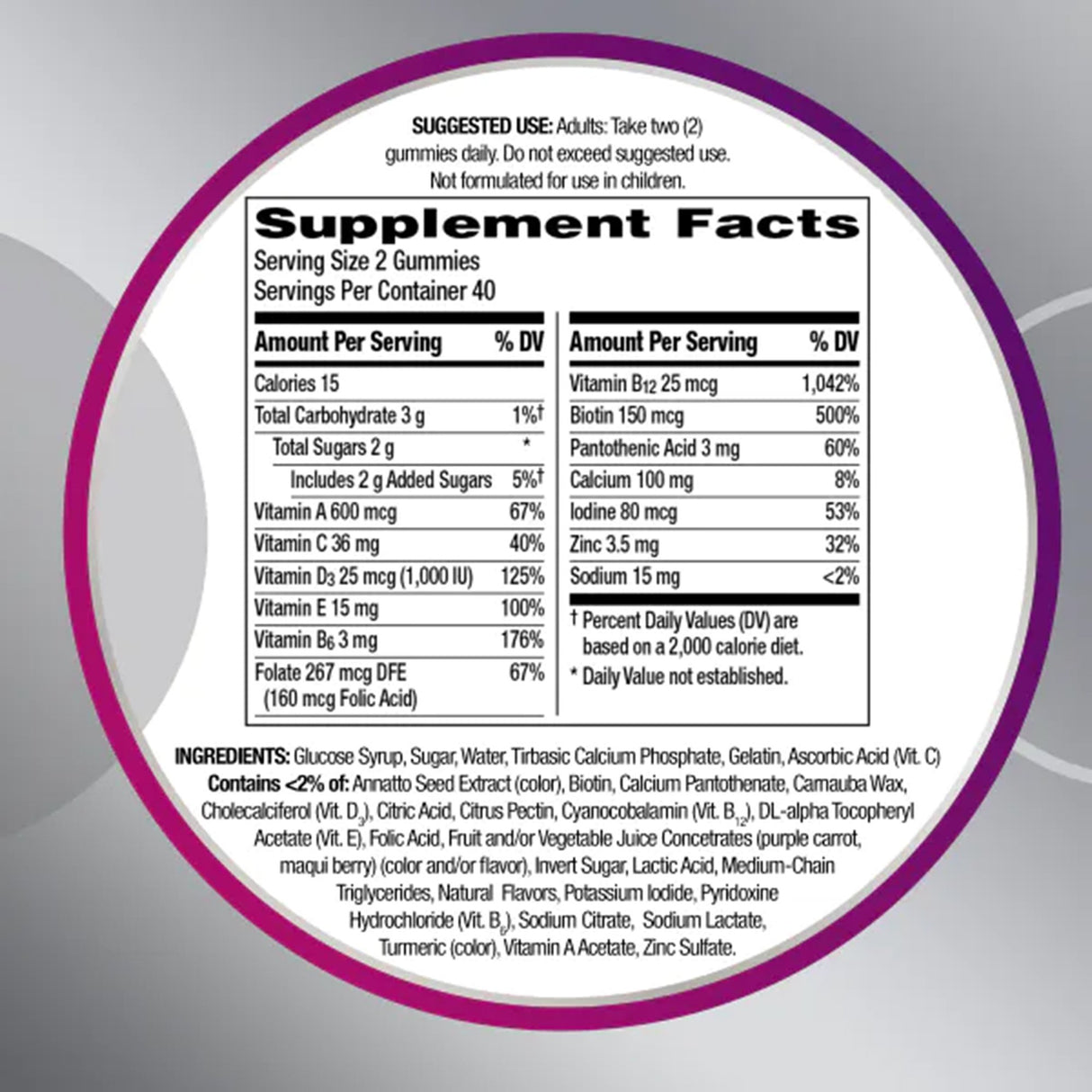 Multivitamin Supplement Centrum® Women 50+ Gummy 80 per Bottle Fruit Flavor - BeHope