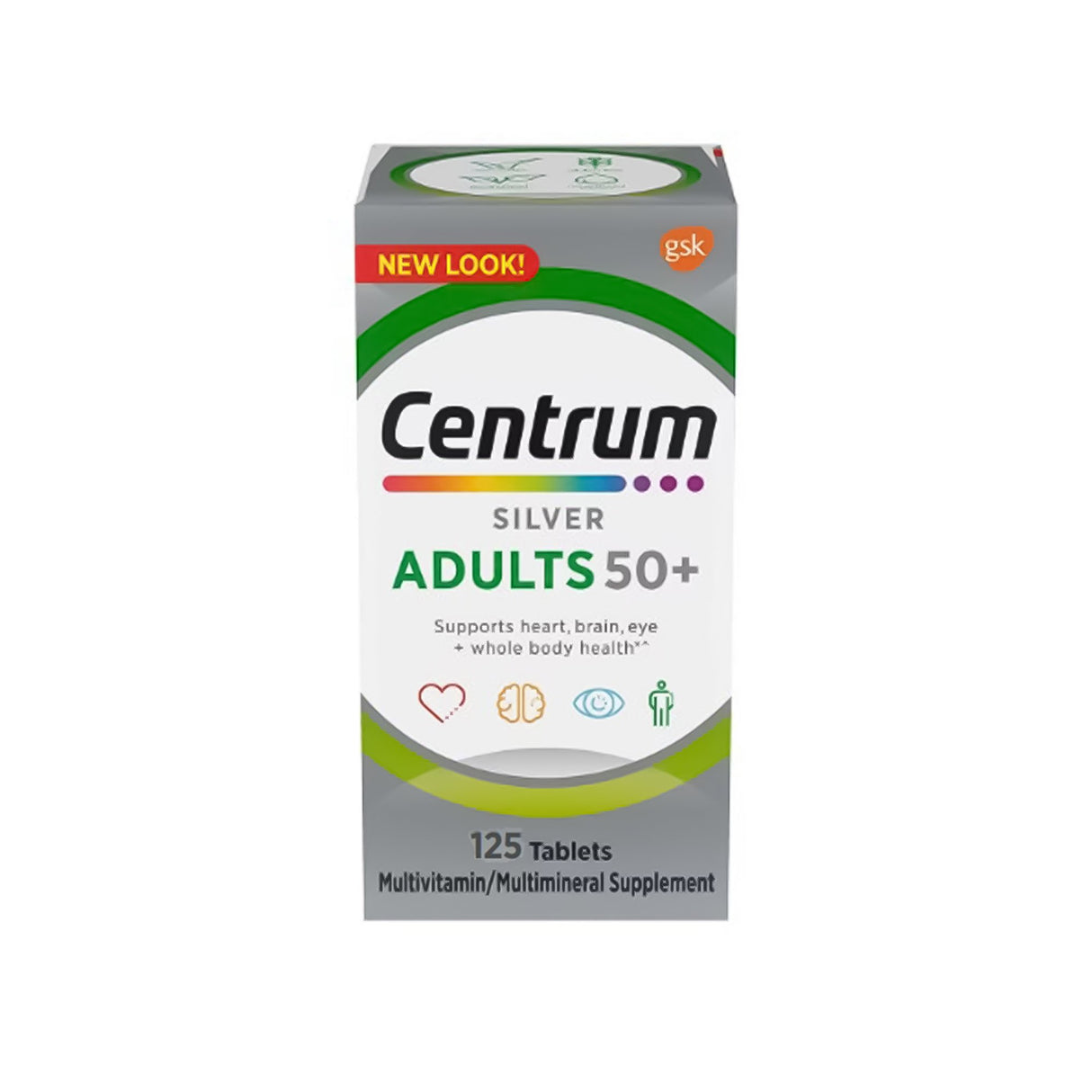 Multimineral / Multivitamin Supplement Centrum® Silver® Adults 50+ Vitamin A / C / D3 / E / K 750 mcg / 60 mg / 25 mcg / 22.5 mg / 30 mcg / 1.5 mg Strength Tablet 125 per Bottle - BeHope