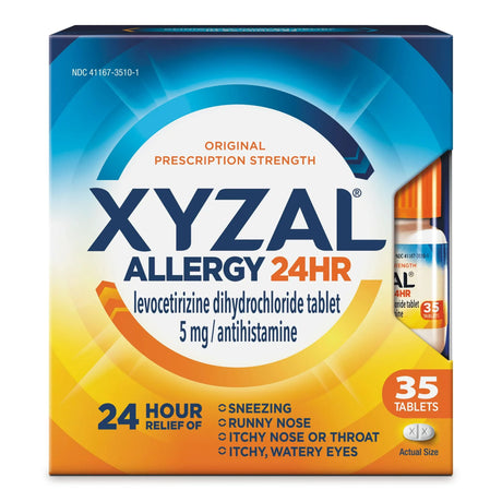 Allergy Relief XYZAL® Allergy 24HR 5 mg Strength Tablet 35 per Bottle - BeHope