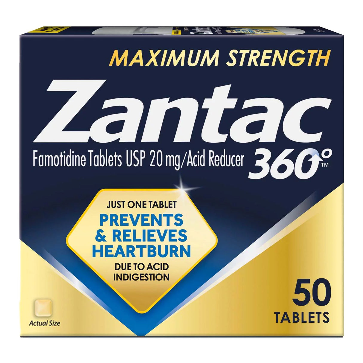 Antacid Zantac 360°® Maximum Strength 20 mg Strength Tablet 50 per Bottle - BeHope